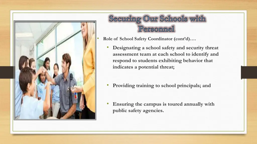 securing our schools with personnel role