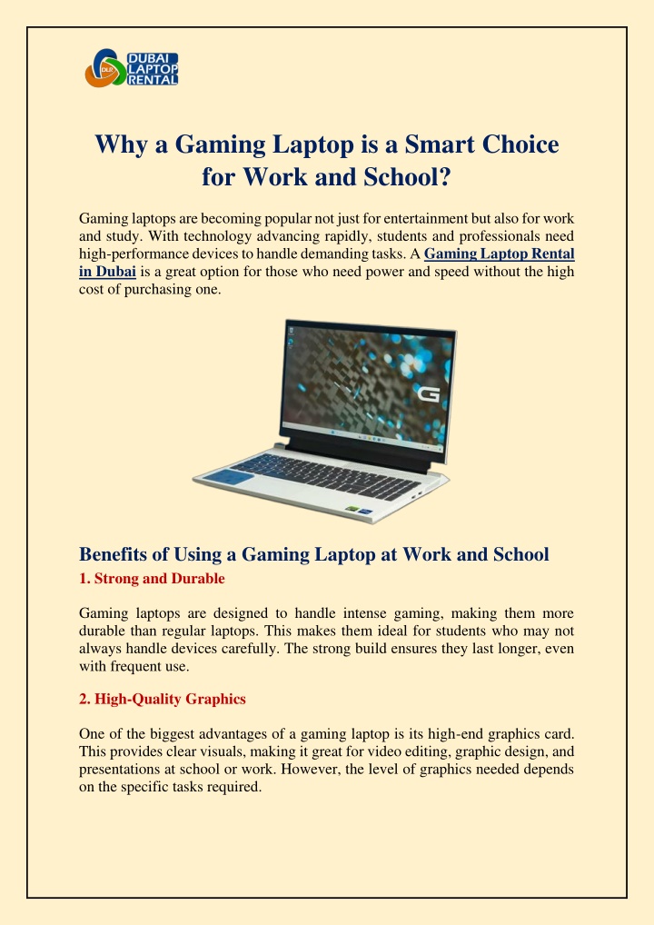 why a gaming laptop is a smart choice for work