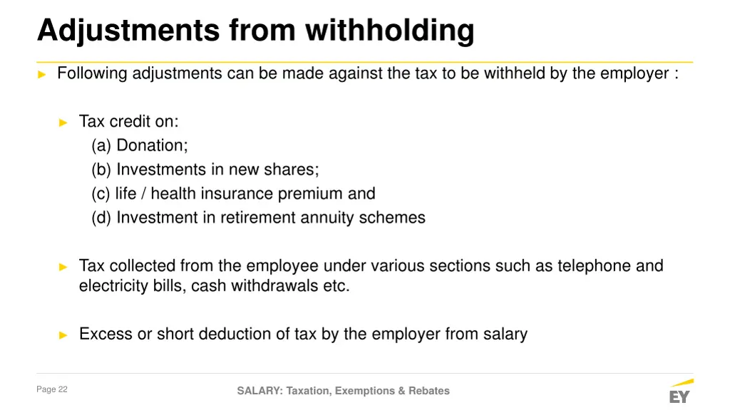 adjustments from withholding