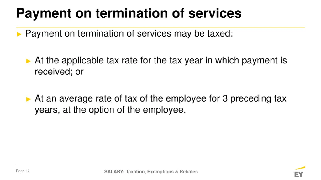 payment on termination of services