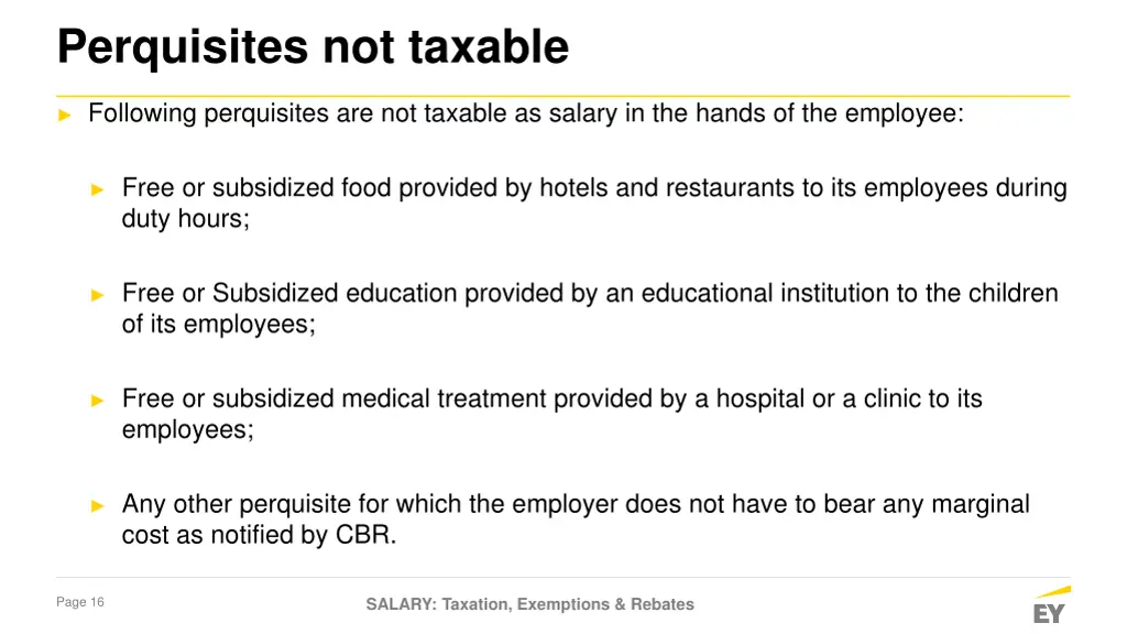 perquisites not taxable