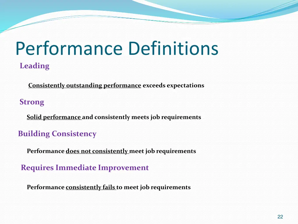 performance definitions leading consistently