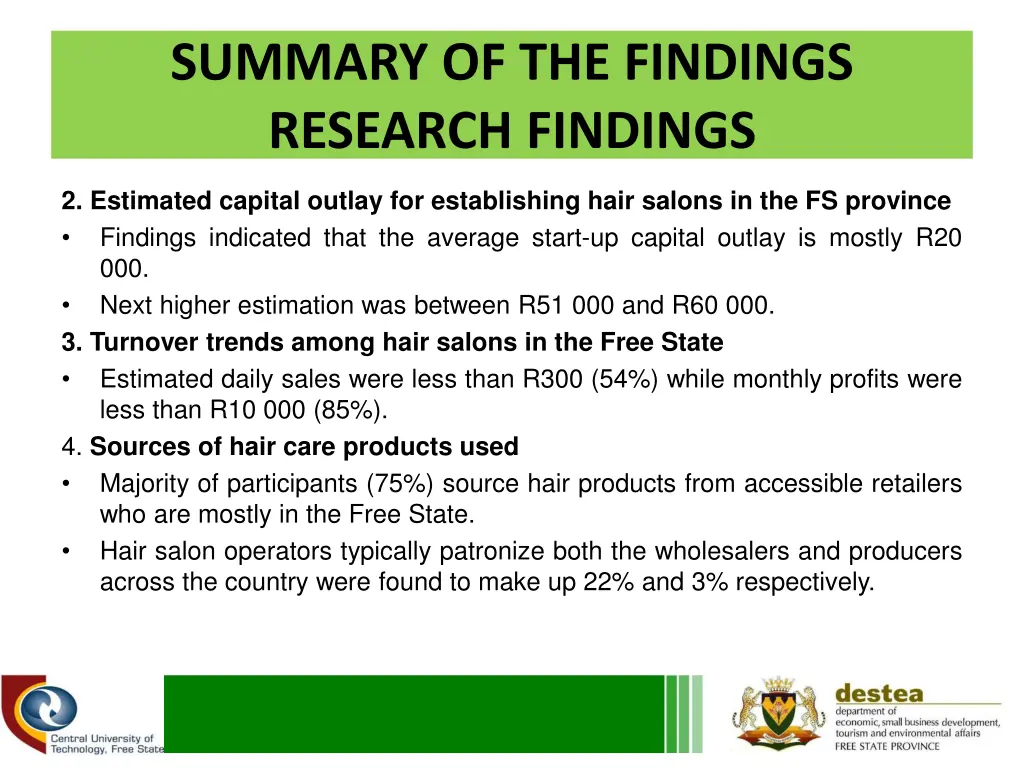 summary of the findings research findings