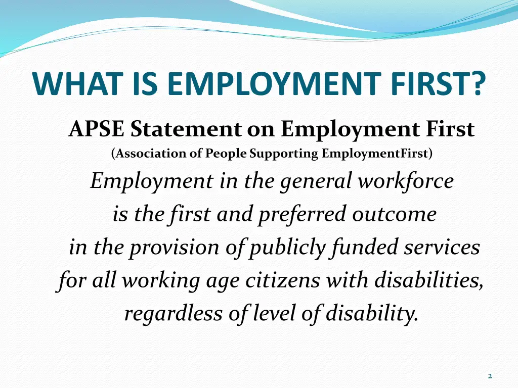 what is employment first