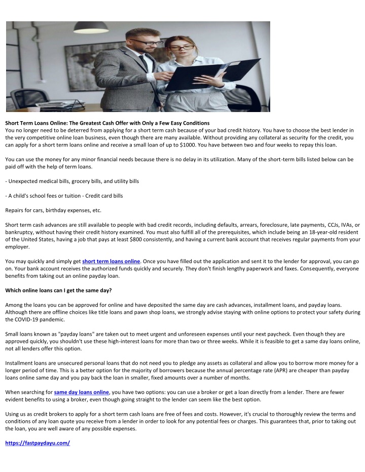 short term loans online the greatest cash offer