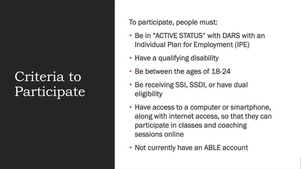 to participate people must to participate people