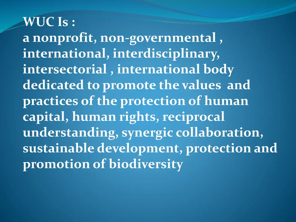 wuc is a nonprofit non governmental international