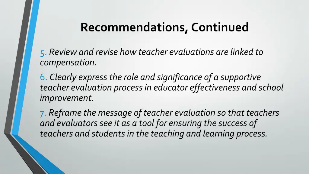 recommendations continued