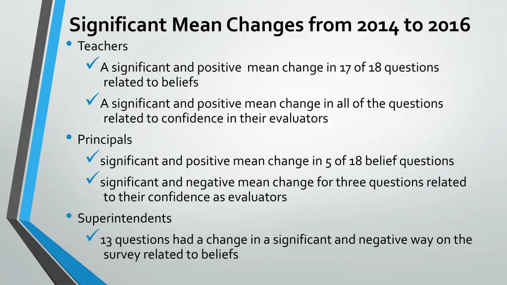 significant mean changes from 2014 to 2016