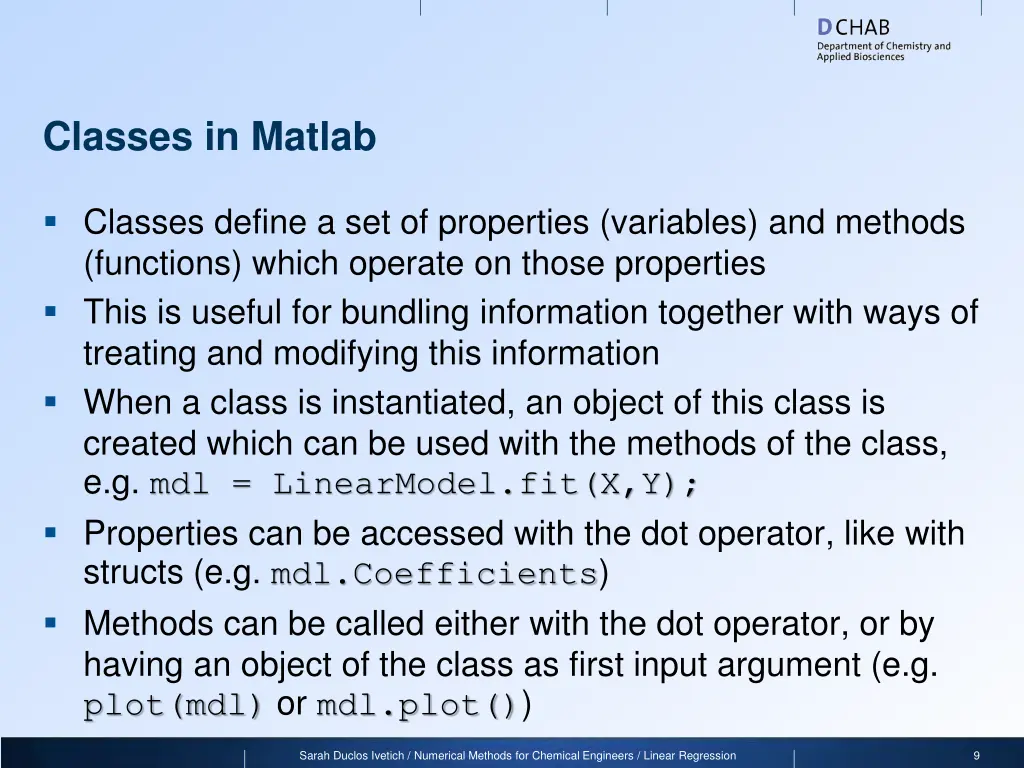 classes in matlab