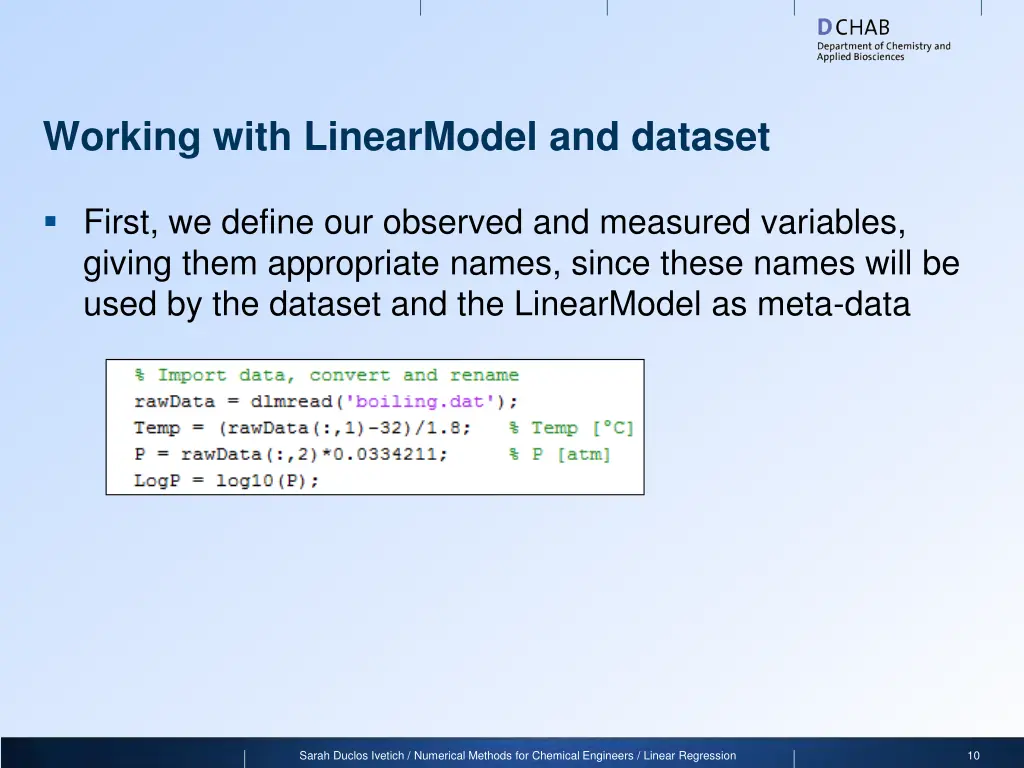 working with linearmodel and dataset