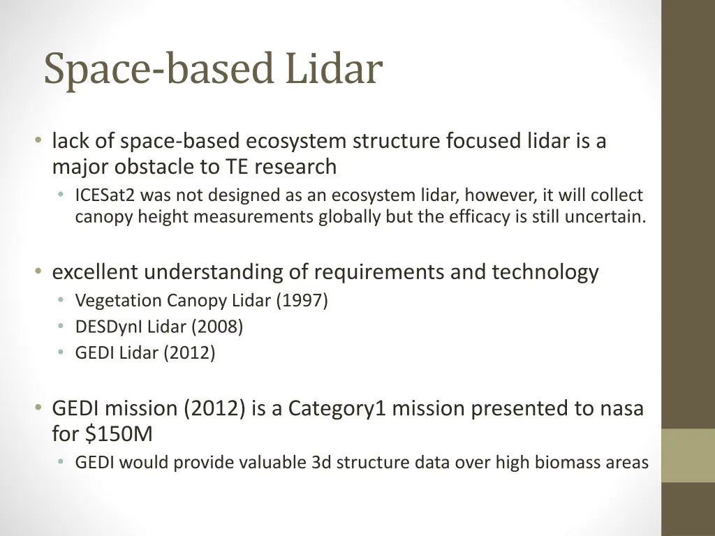 space based lidar