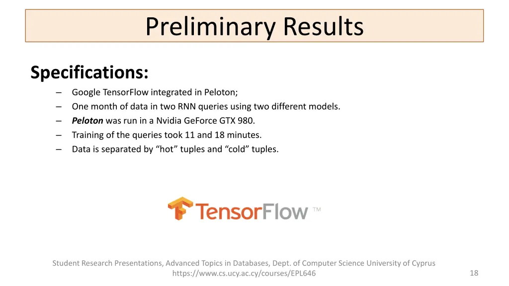 preliminary results