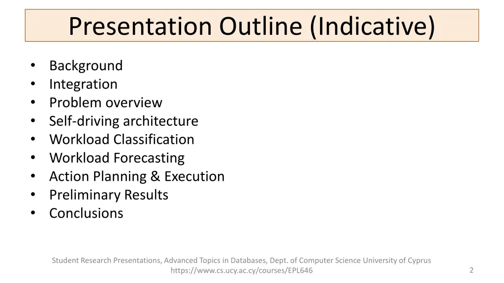 presentation outline indicative
