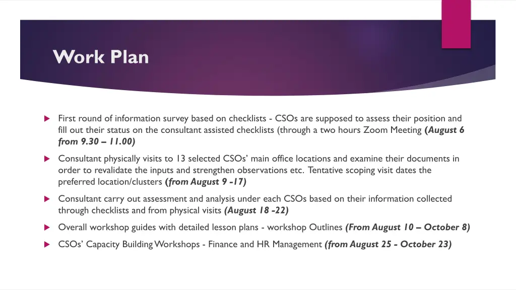 work plan