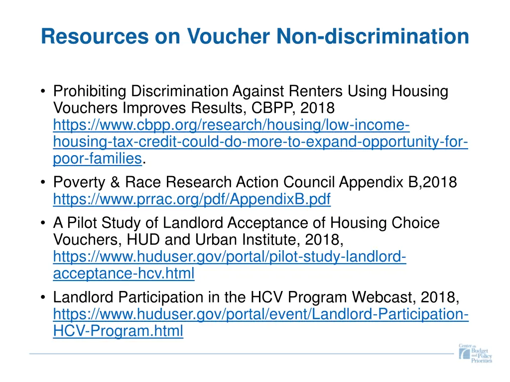 resources on voucher non discrimination