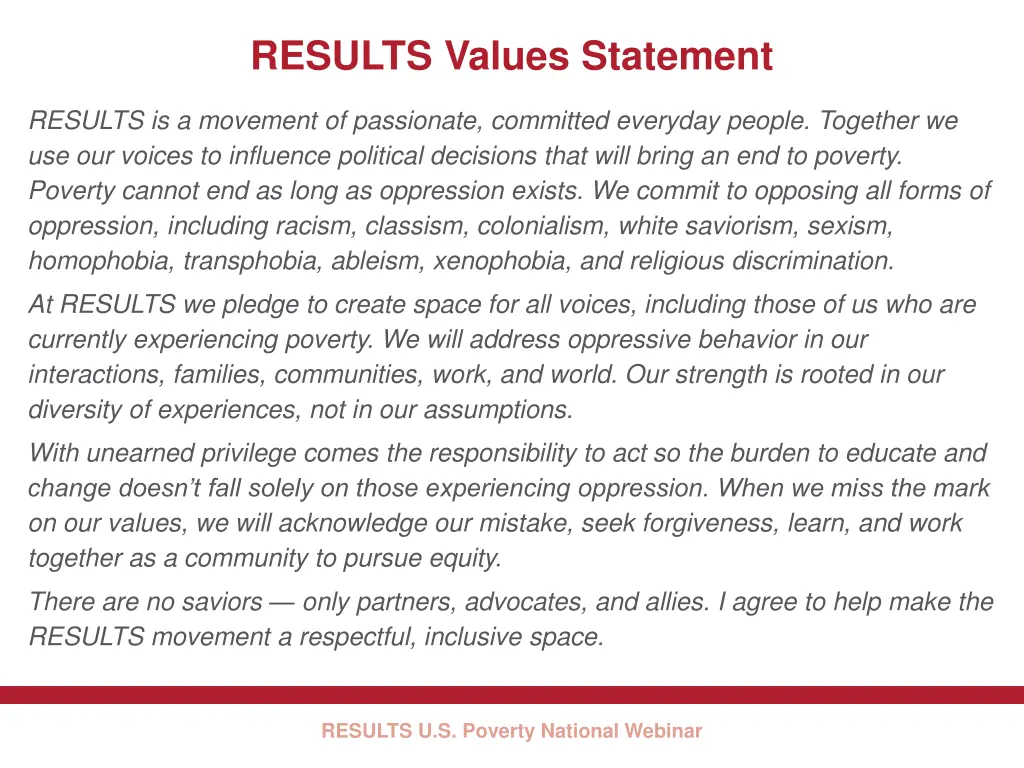 results values statement
