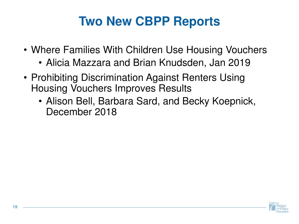 two new cbpp reports