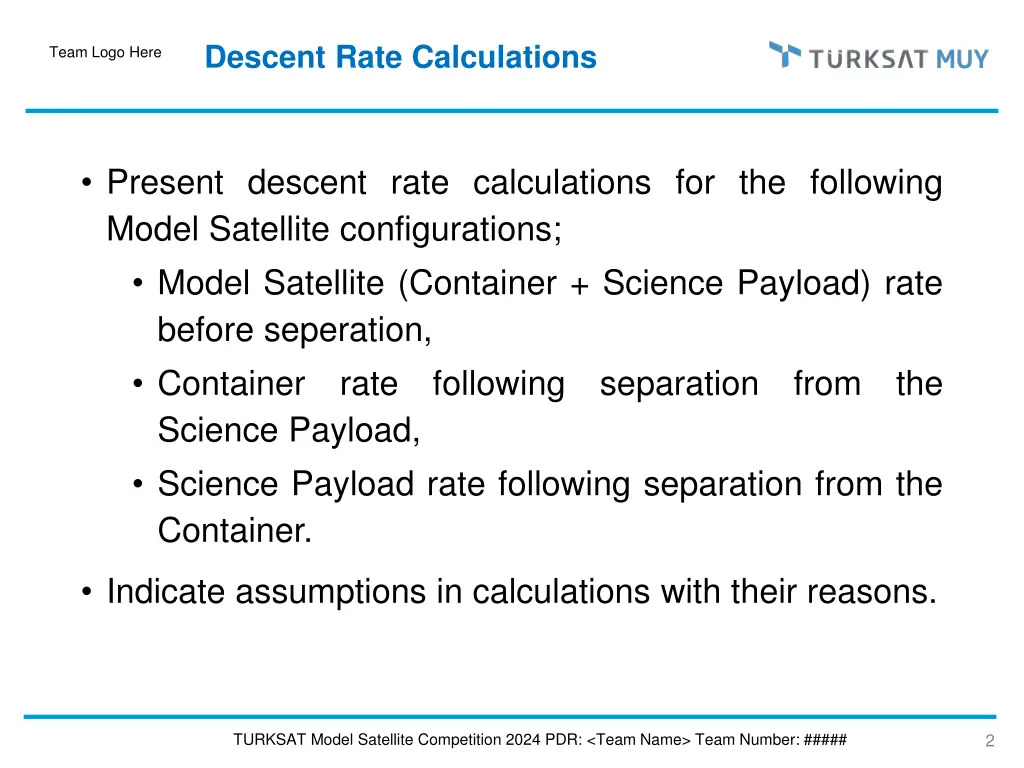 descent rate calculations
