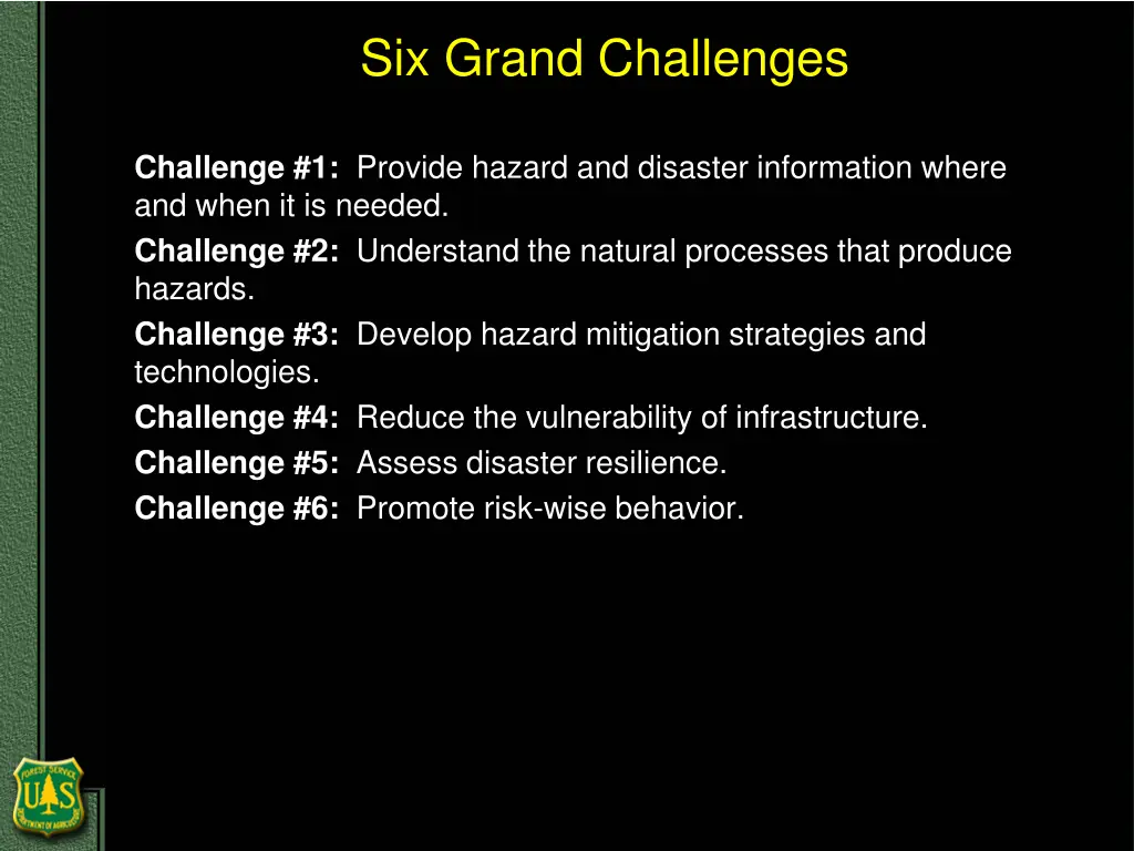 six grand challenges