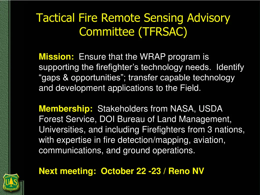 tactical fire remote sensing advisory committee