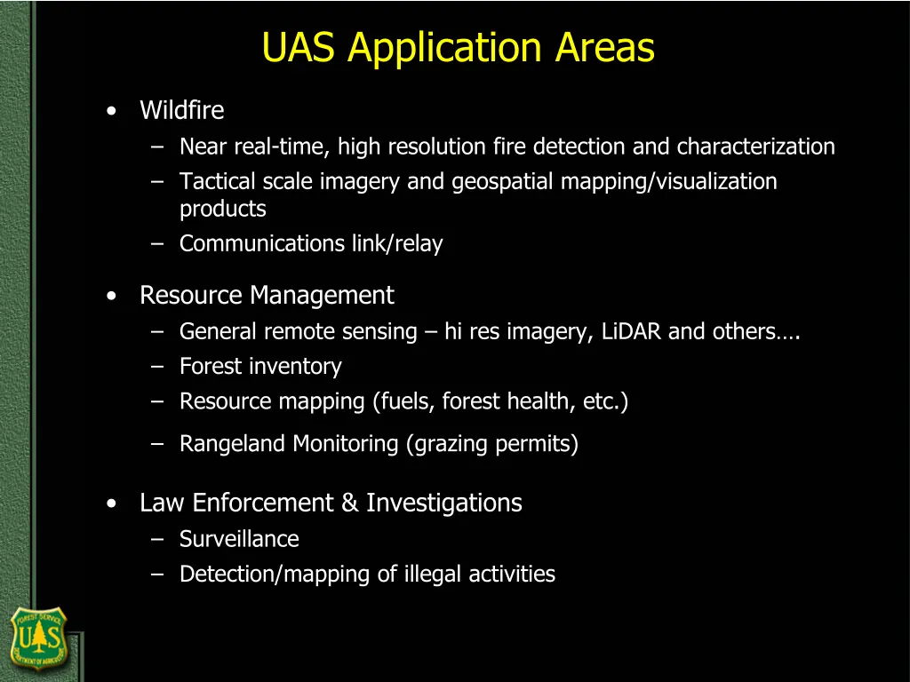 uas application areas
