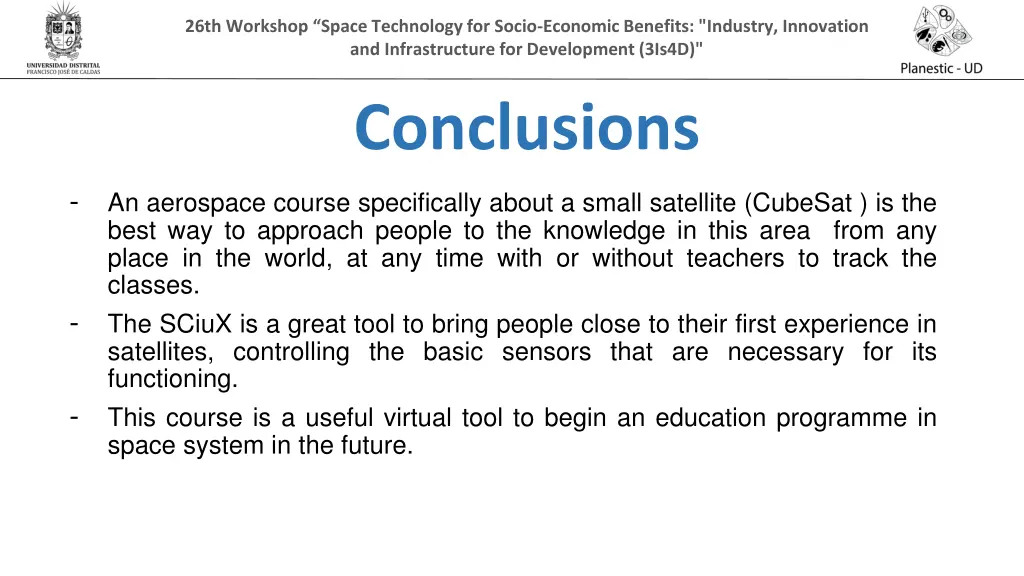 26th workshop space technology for socio economic 11