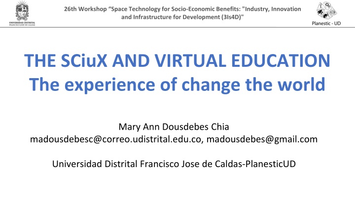 26th workshop space technology for socio economic