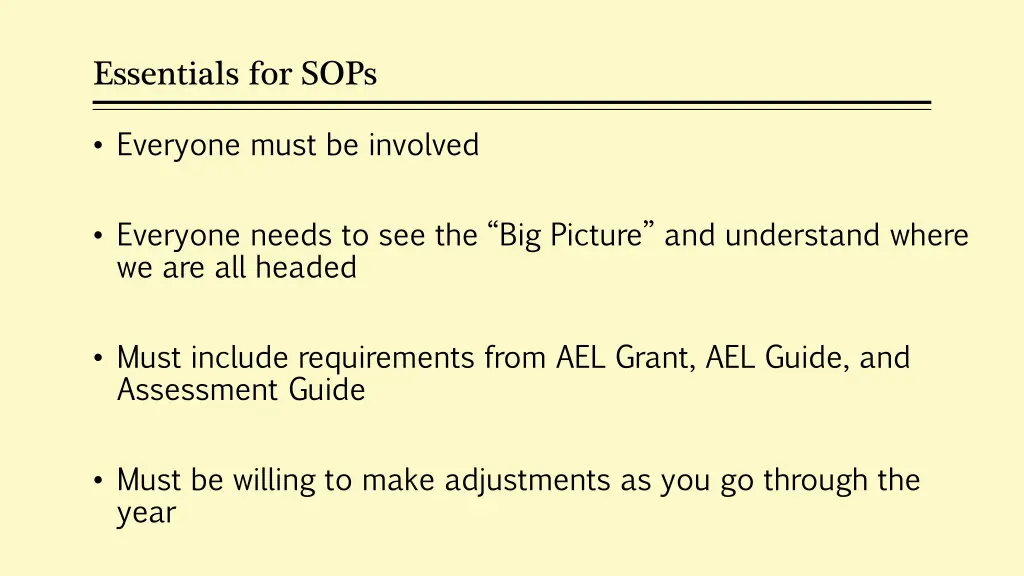 essentials for sops