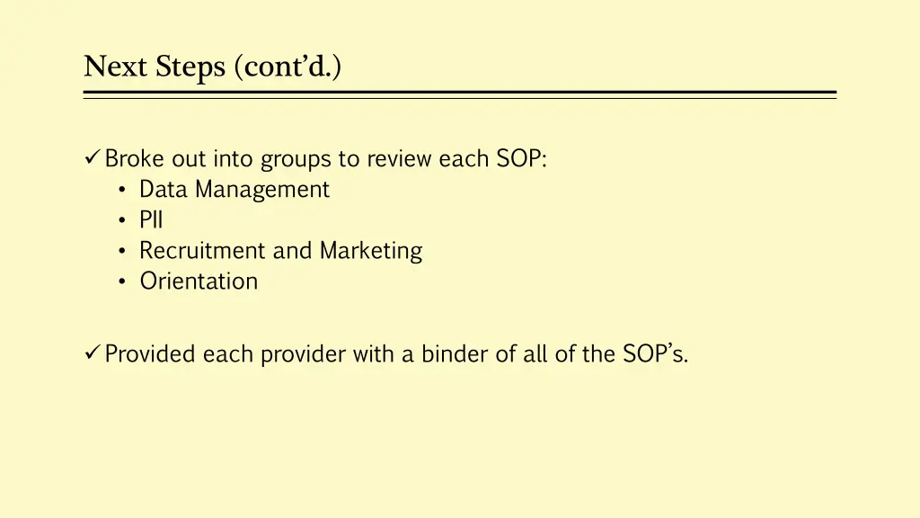 next steps cont d