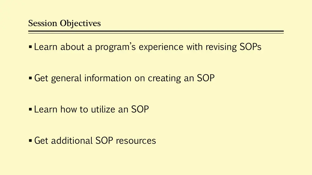 session objectives