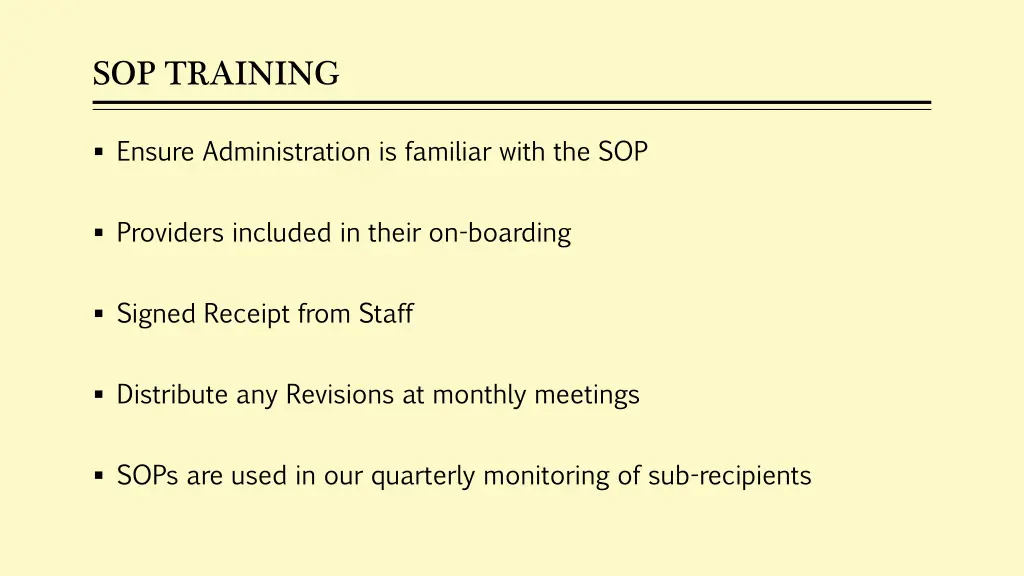 sop training