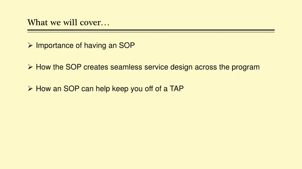 what we will cover