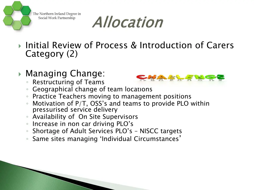 initial review of process introduction of carers