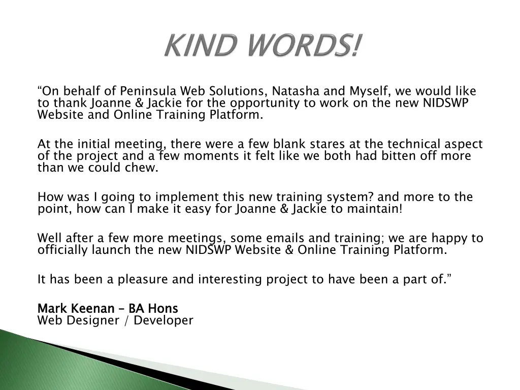 on behalf of peninsula web solutions natasha