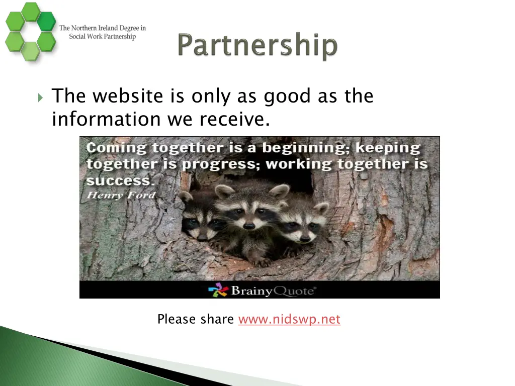 the website is only as good as the information