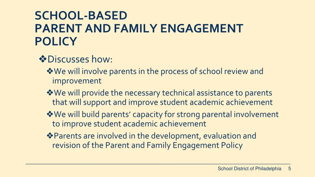 school based parent and family engagement policy