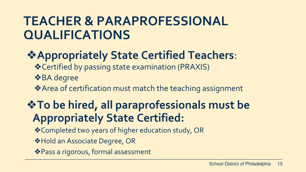 teacher paraprofessional qualifications