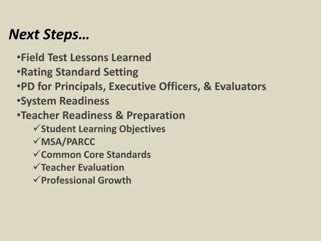 next steps