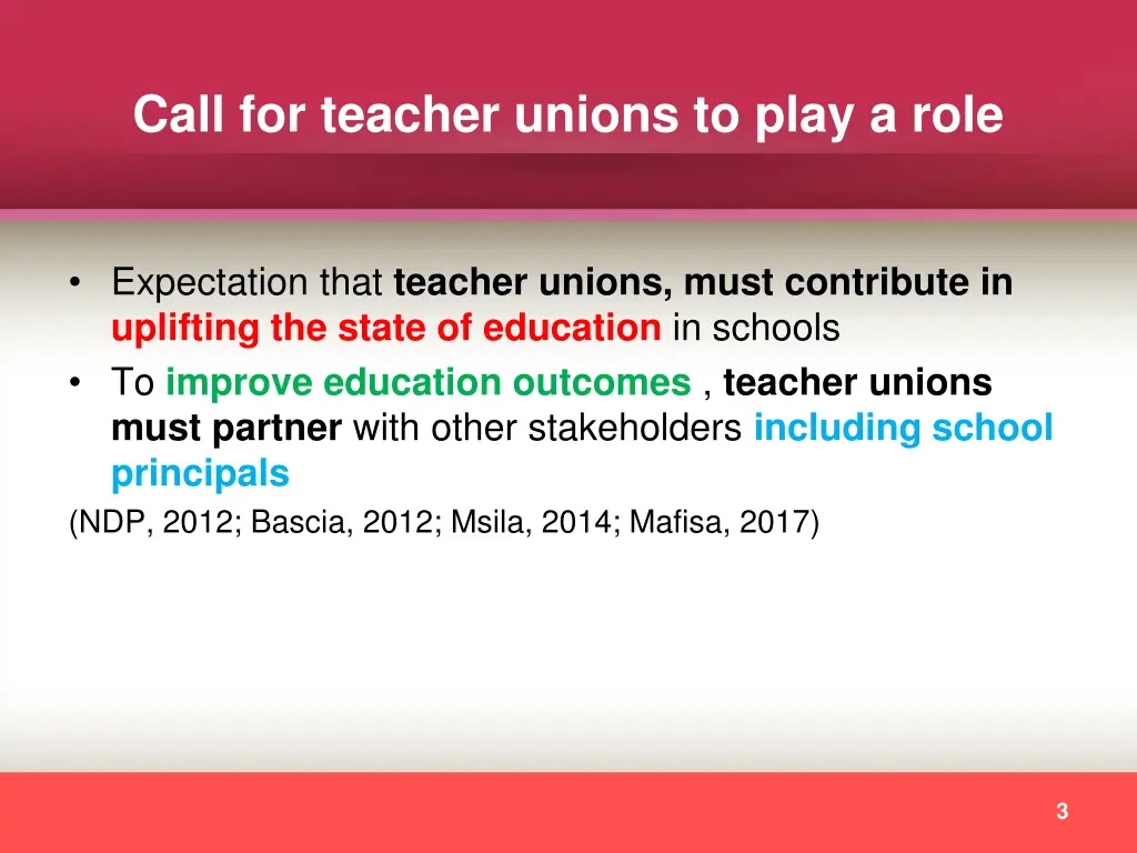 call for teacher unions to play a role