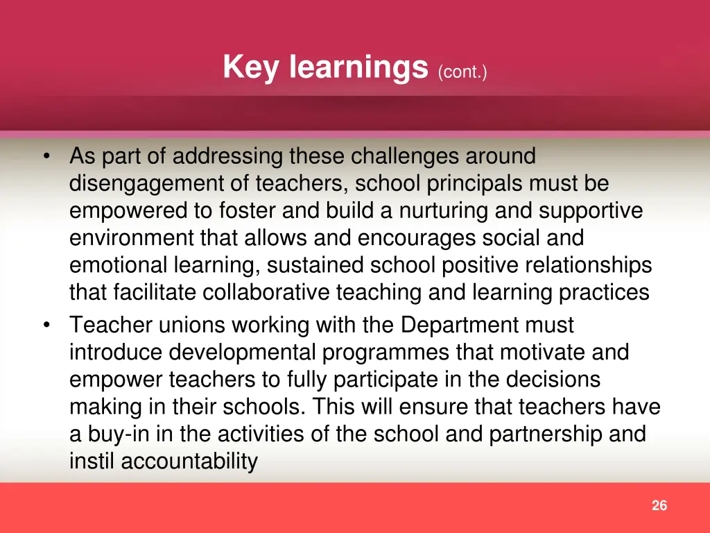 key learnings cont