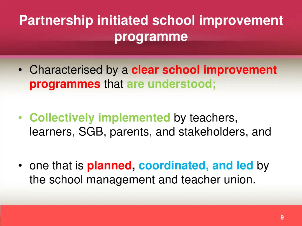 partnership initiated school improvement programme