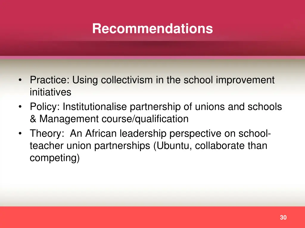 recommendations