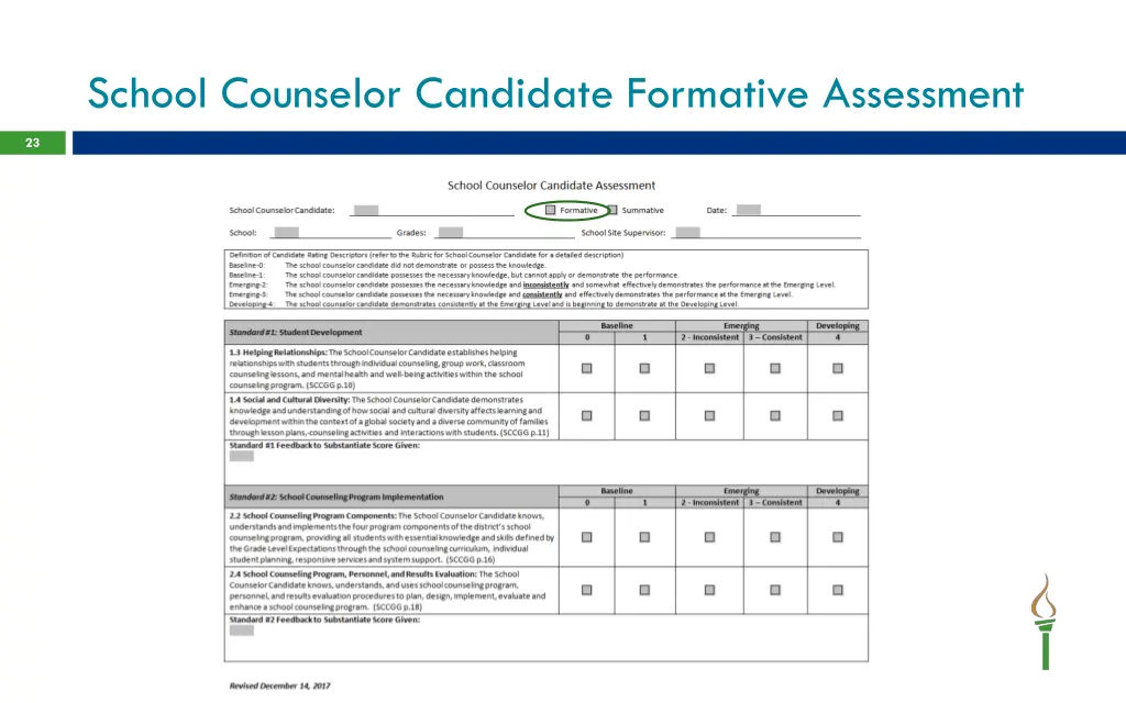 school counselor candidate formative assessment