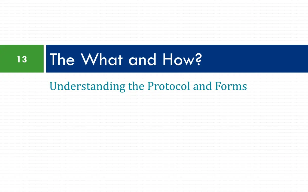 the what and how