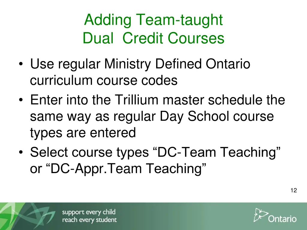 adding team taught dual credit courses