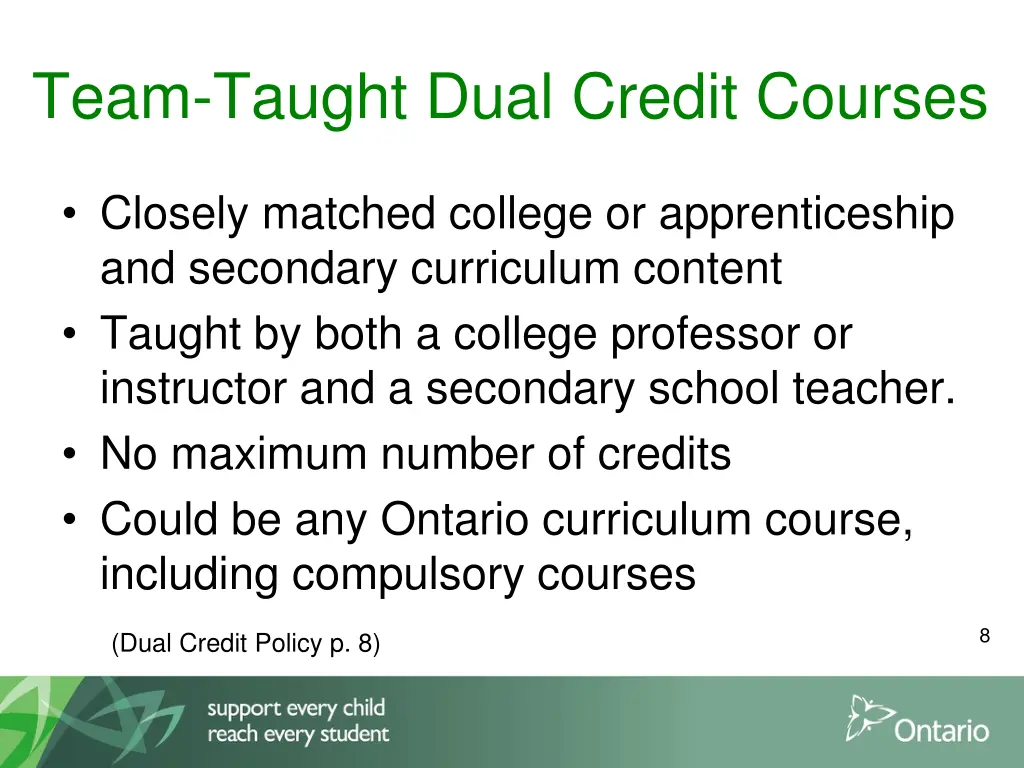 team taught dual credit courses