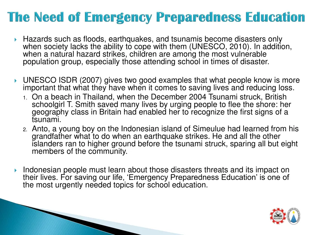 hazards such as floods earthquakes and tsunamis