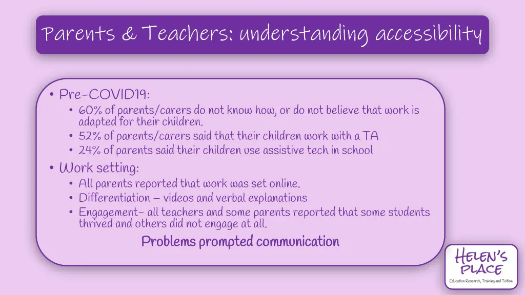 parents teachers understanding accessibility