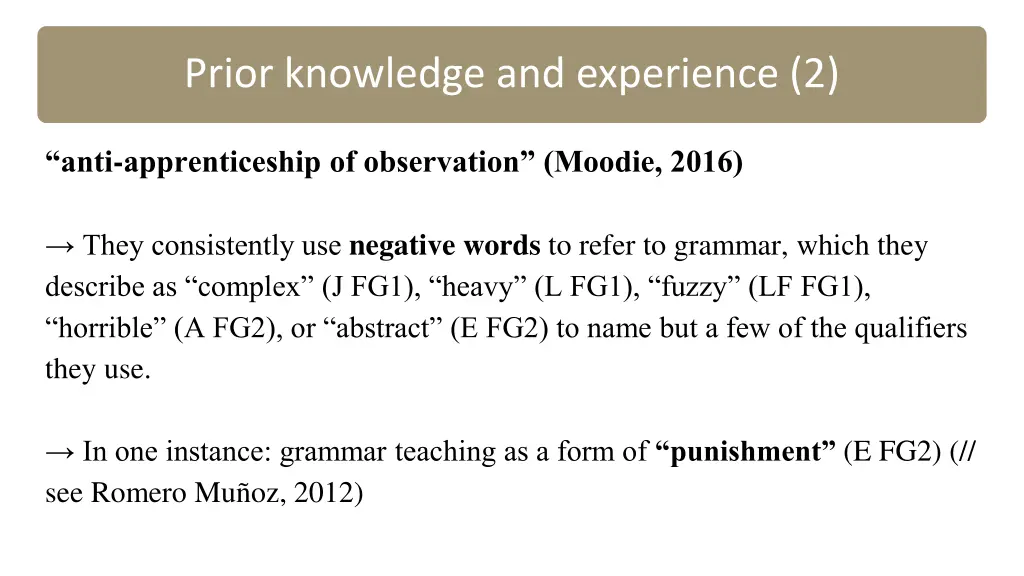 prior knowledge and experience 2